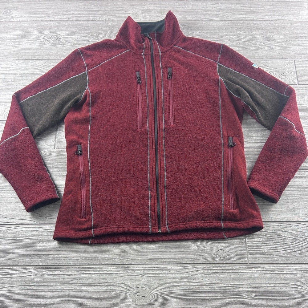 Kuhl Interceptr Fleece Jacket Mens Large Burgundy Red Full Zip Alfpaca Gold